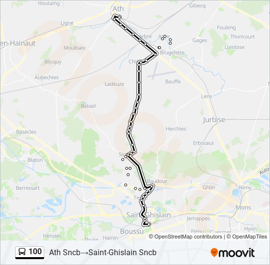 Plan de la ligne 100 de bus