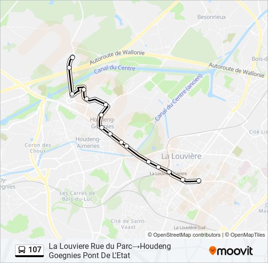 Plan de la ligne 107 de bus