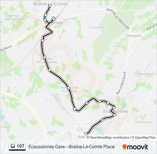 Plan de la ligne 107 de bus