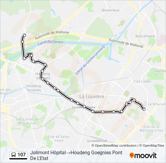 Plan de la ligne 107 de bus