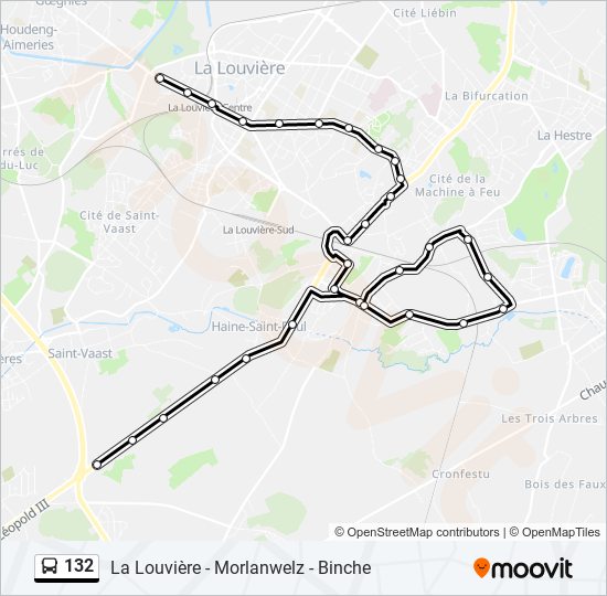 Plan de la ligne 132 de bus