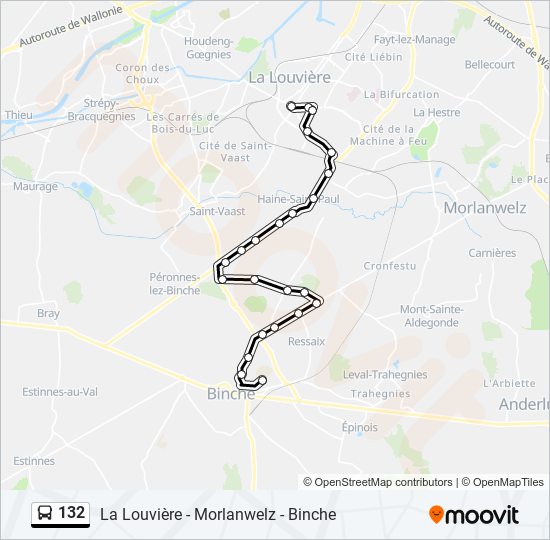 Plan de la ligne 132 de bus