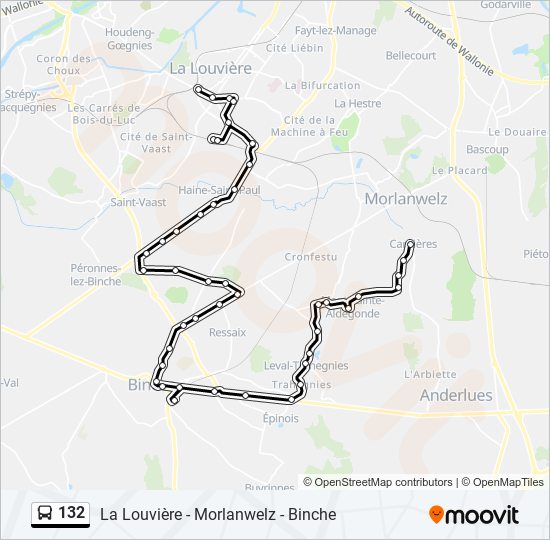 Plan de la ligne 132 de bus