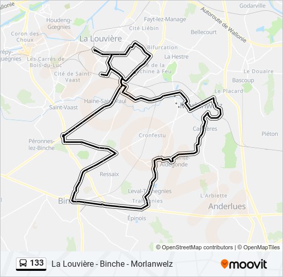 133 bus Line Map