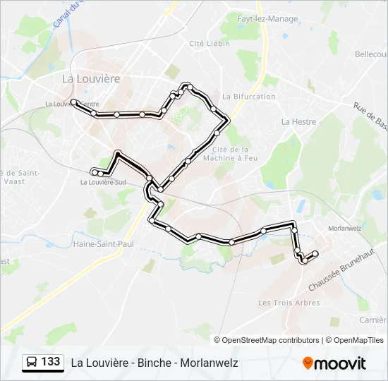 133 Bus Line Map