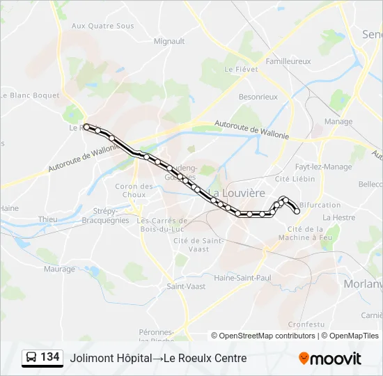 134 Bus Line Map