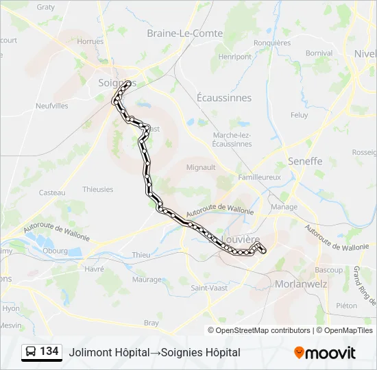 134 Bus Line Map