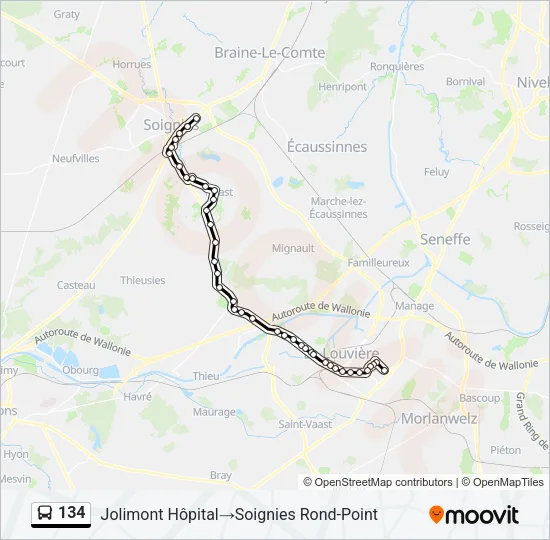 134 Bus Line Map