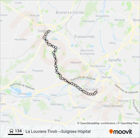 134 Bus Line Map