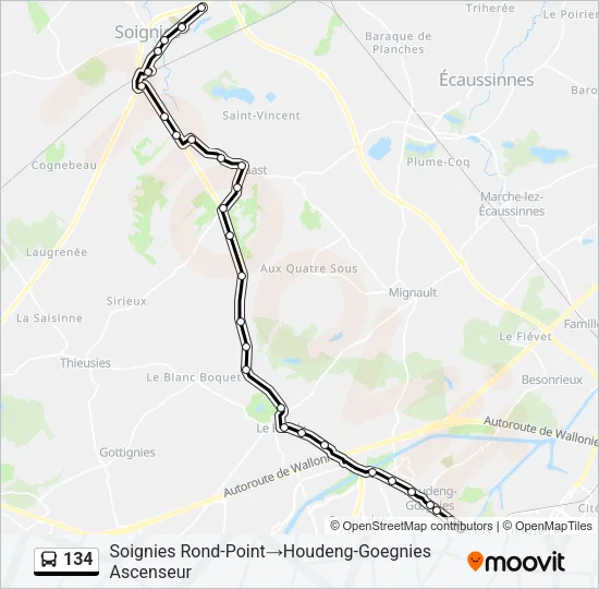 134 Bus Line Map