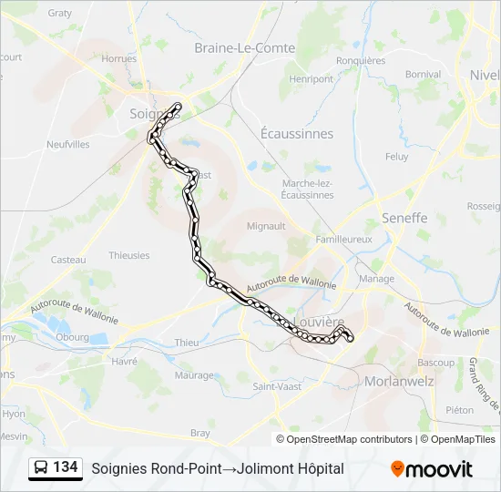 134 Bus Line Map
