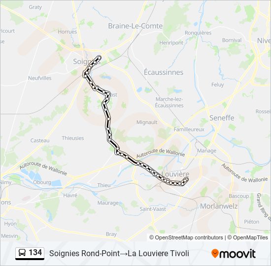 134 bus Line Map