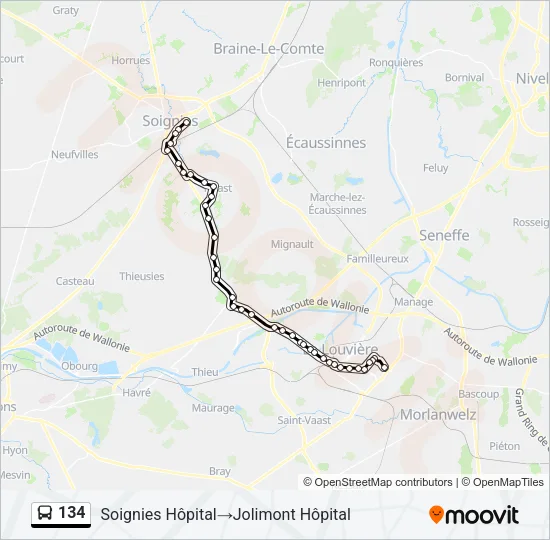 134 Bus Line Map