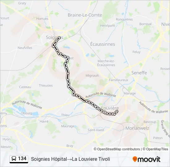 134 Bus Line Map