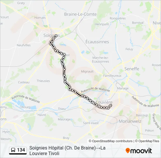 134 Bus Line Map