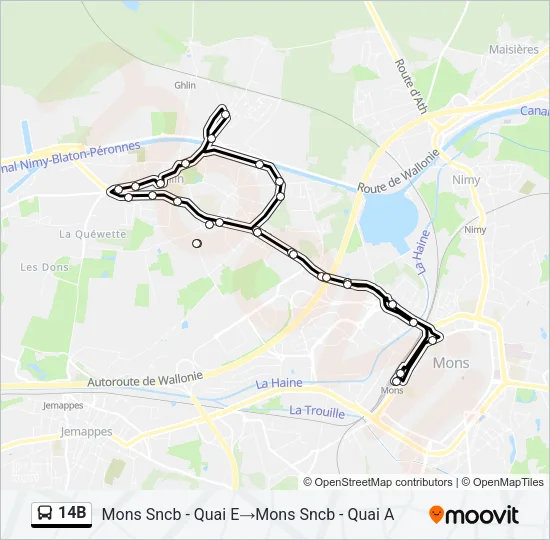 14B Bus Line Map