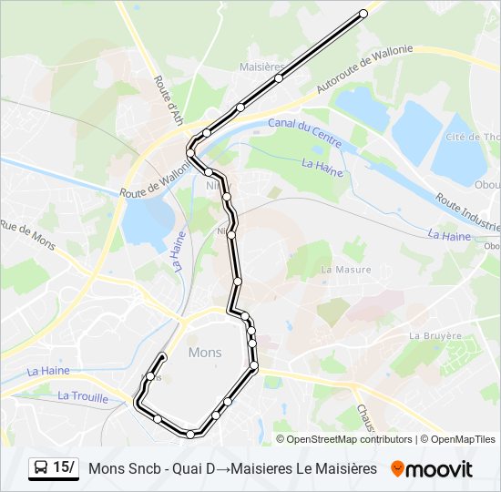 Plan de la ligne 15/ de bus