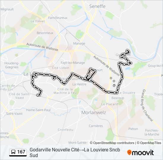 167 bus Line Map