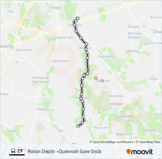 29' bus Line Map