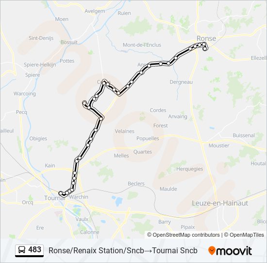 Plan de la ligne 483 de bus