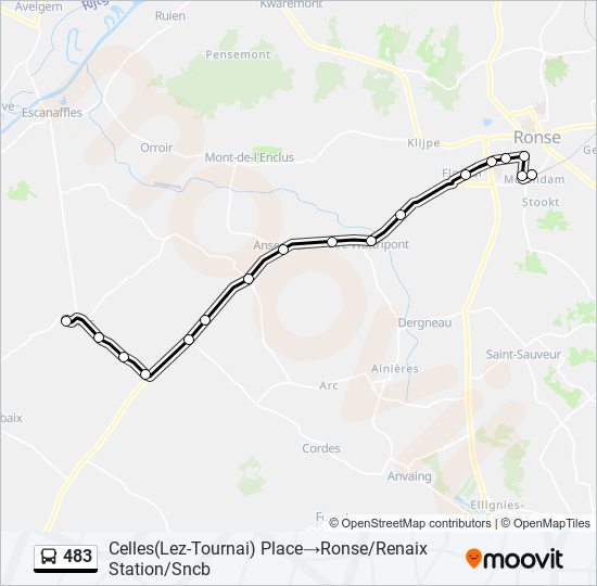 Plan de la ligne 483 de bus