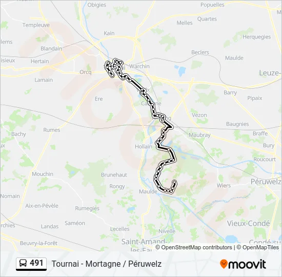 491 Bus Line Map