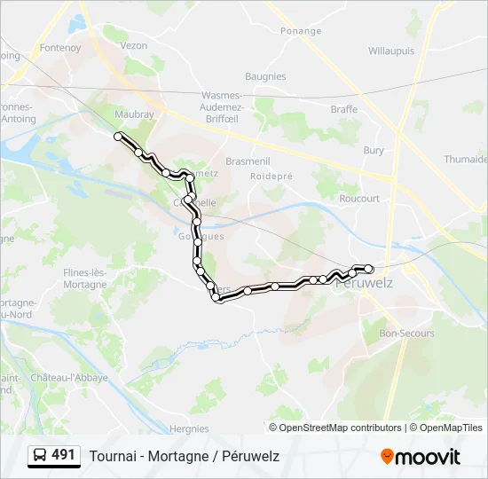 491 Bus Line Map