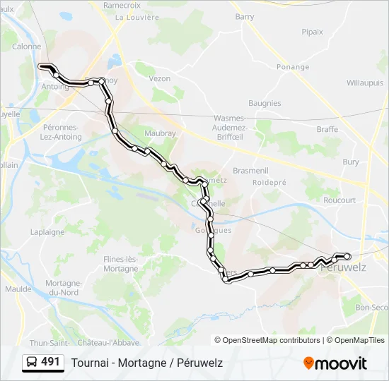 491 Bus Line Map