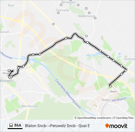 Plan de la ligne 86A de bus