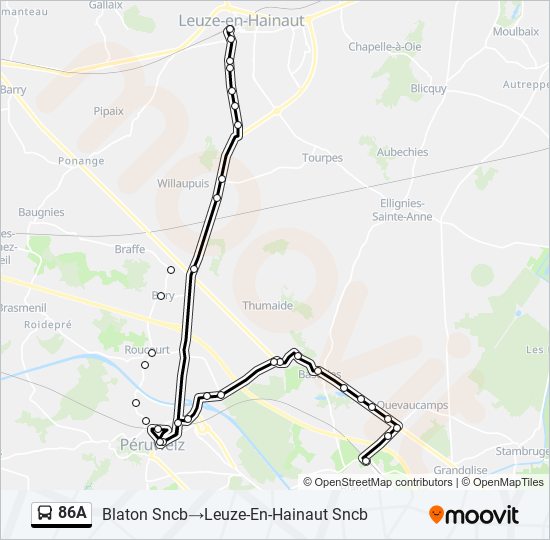 Plan de la ligne 86A de bus