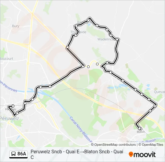86A Bus Line Map