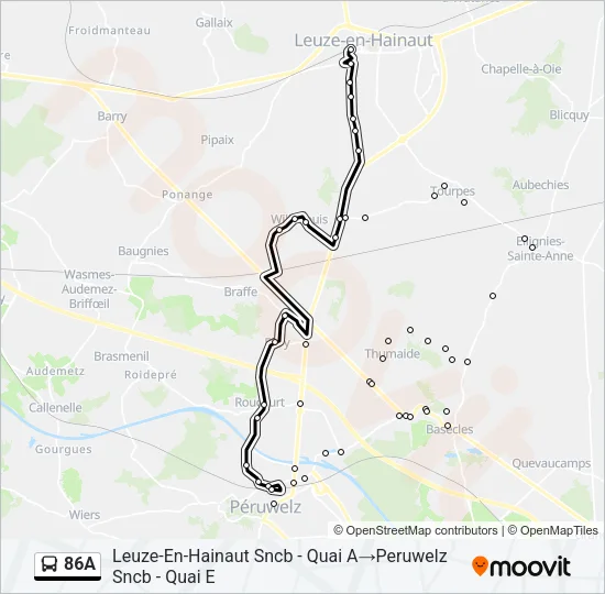 86A Bus Line Map