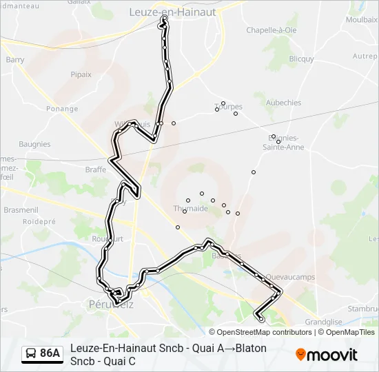 86A Bus Line Map