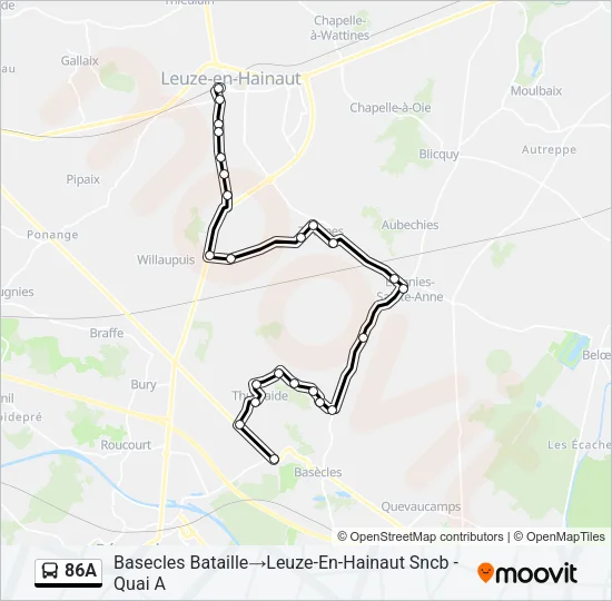 86A Bus Line Map