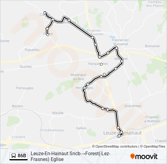 86B bus Line Map