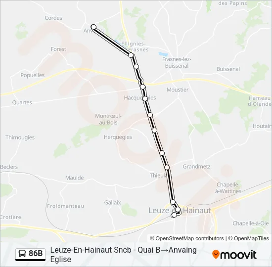 86B Bus Line Map