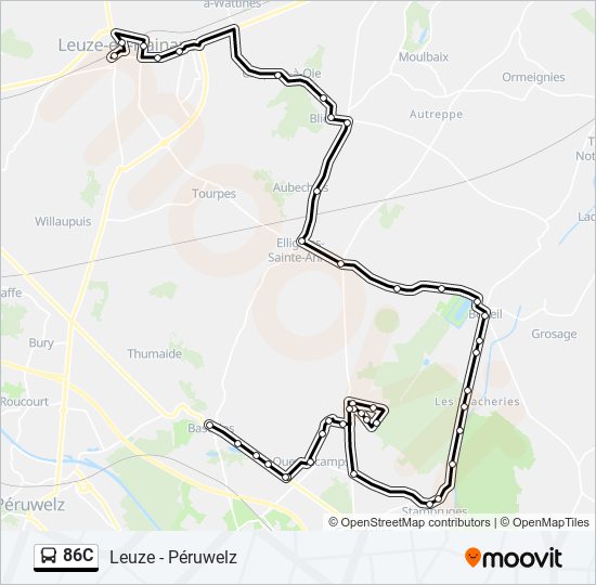 Plan de la ligne 86C de bus