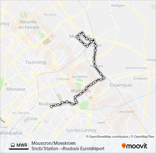 Plan de la ligne MWR de bus