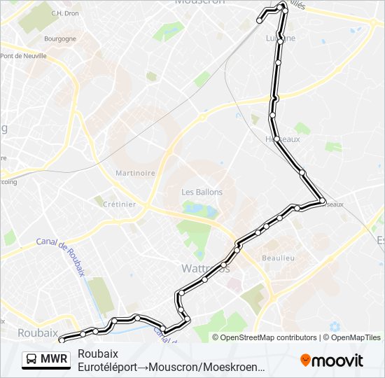Plan de la ligne MWR de bus