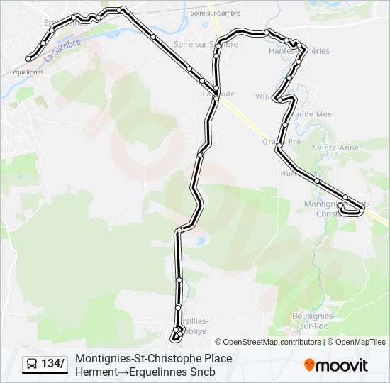 134/ bus Line Map