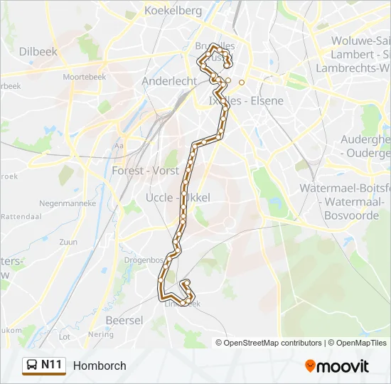 N11 Bus Line Map