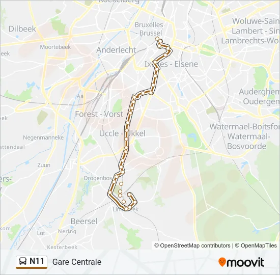 N11 Bus Line Map