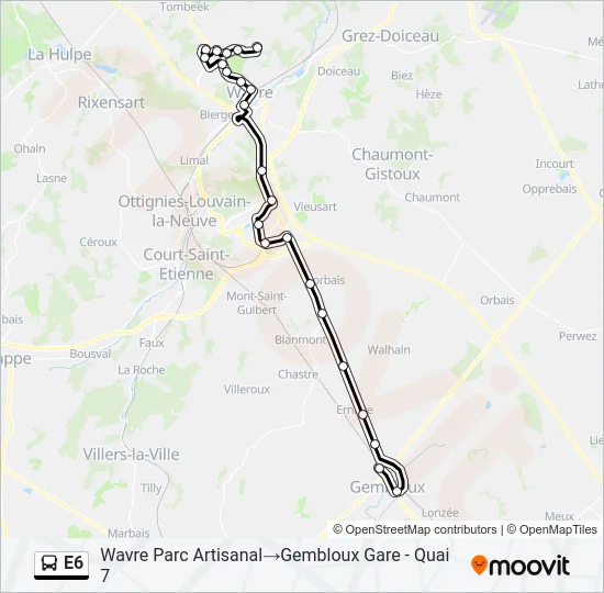 E6 Bus Line Map