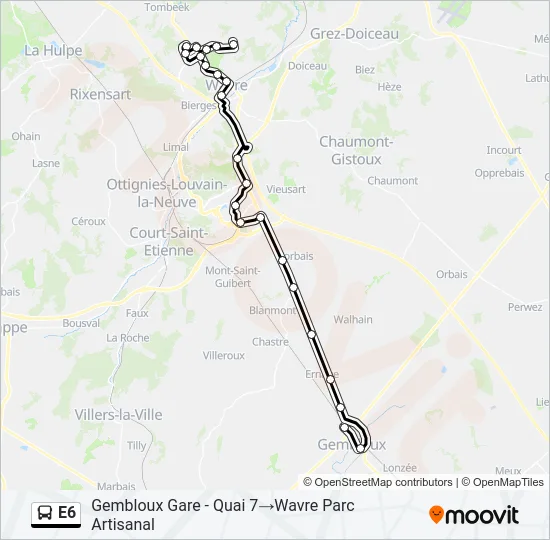 E6 Bus Line Map