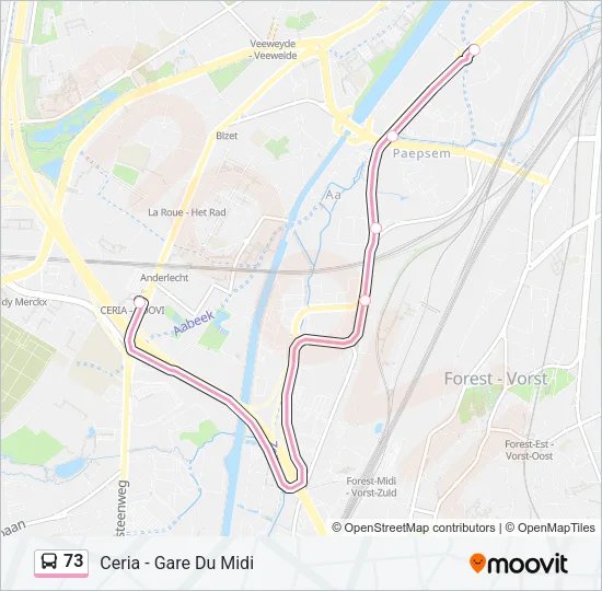 73 Bus Line Map