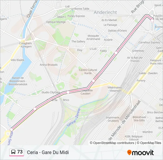 73 Bus Line Map