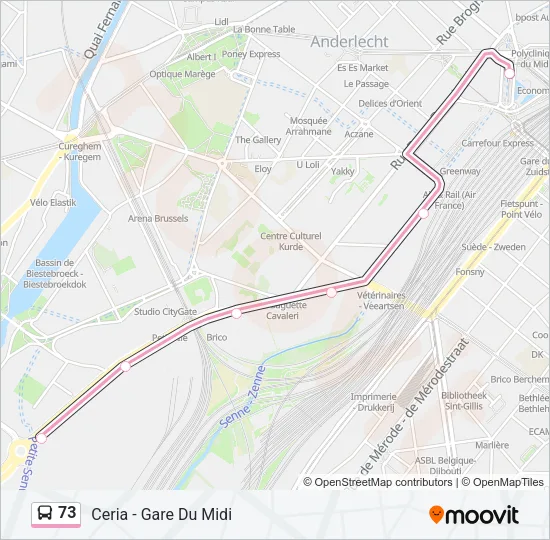 73 Bus Line Map