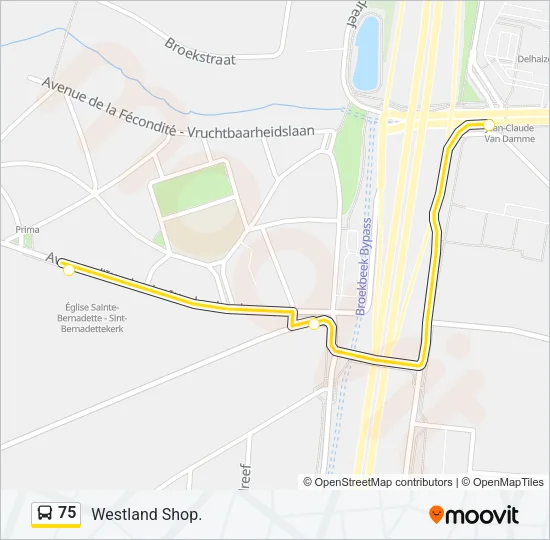 75 Bus Line Map