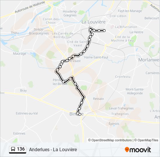 136 bus Line Map