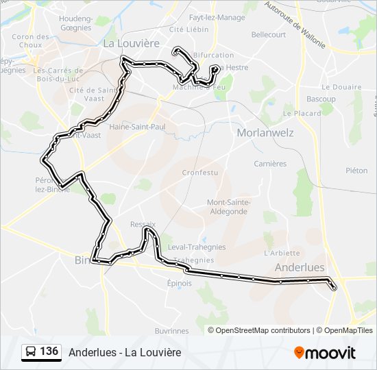 136 bus Line Map